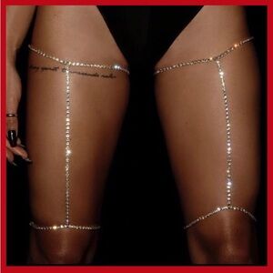 New silver simulated diamond Sexy Leg Thigh Night Club Body Chain dancer chain